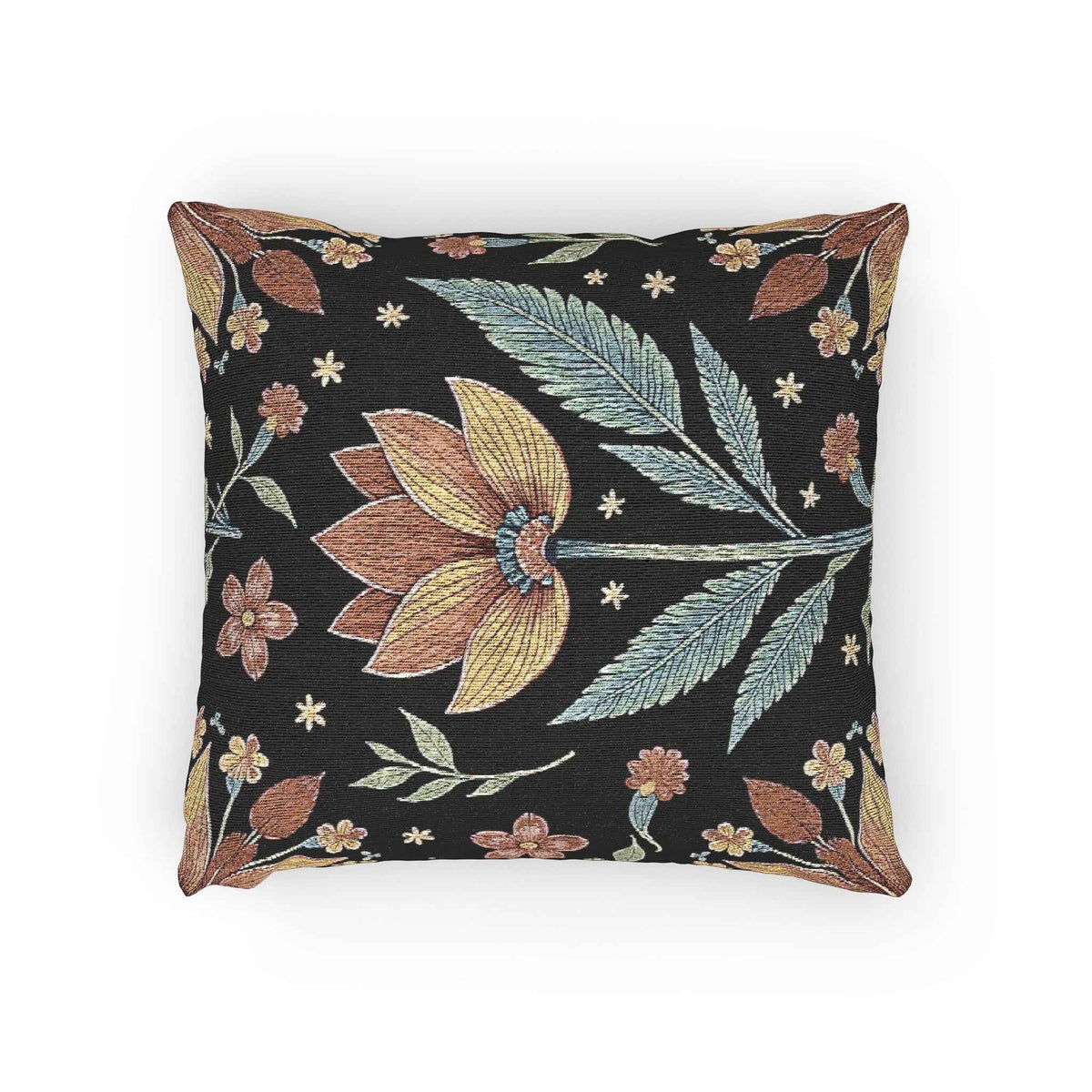 Oreiller tissé à tapisserie florale vintage | Oreiller décoratif botanique