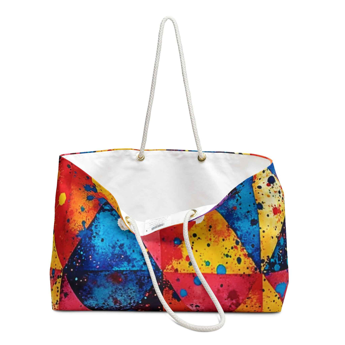 Sac de week-end éclaboussures de peinture géométriques colorées | Grand fourre-tout, sac de plage de voyage