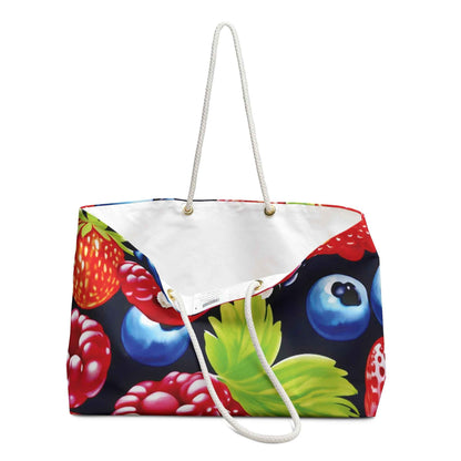 Sac de week-end fruits des bois mélangés | Fraise Framboise Myrtille Mûre, Grand cabas