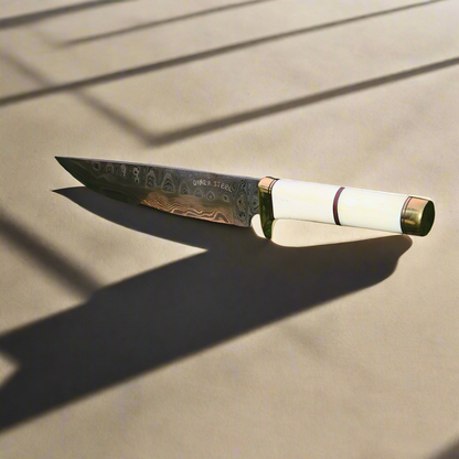 Couteau Bowie Haruto - Manche en os de chameau 7,5 pouces avec étui en cuir