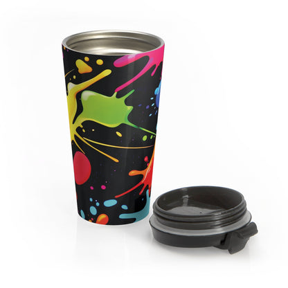 Mug de voyage en acier inoxydable éclat de peinture néon | Gobelet éclaboussures colorées