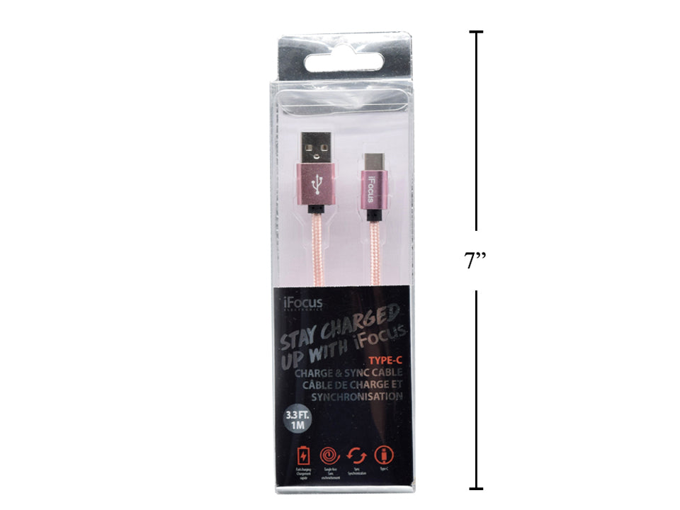 iFOCUS Type C Rose Gold Charge and Sync Cable - 86405-RG