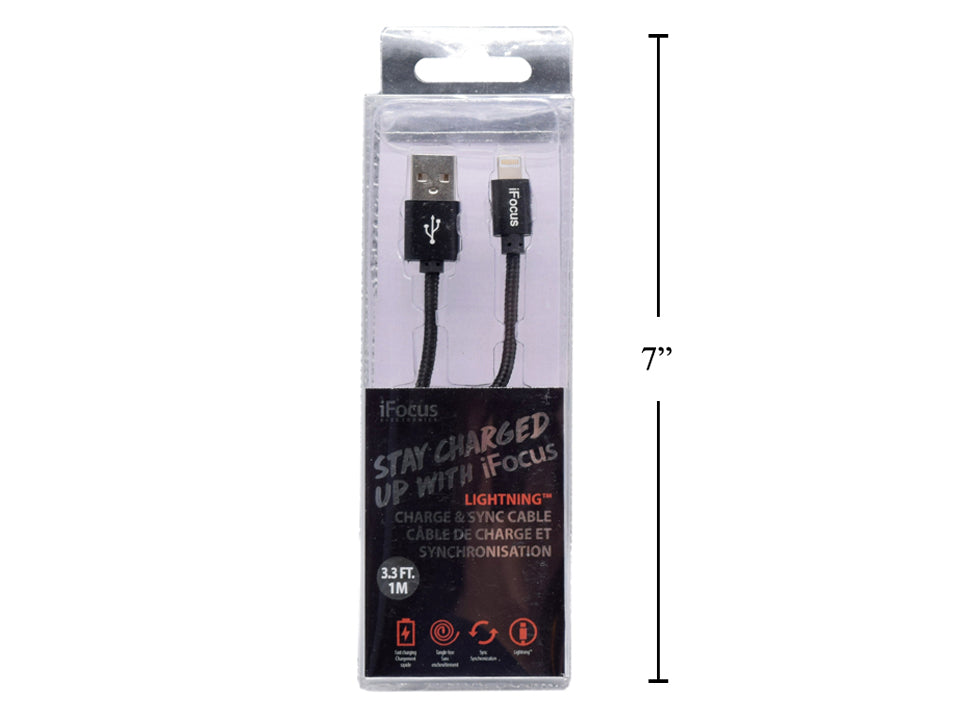 iFOCUS Lightning Black Charge and Sync Cable - 86406-BK