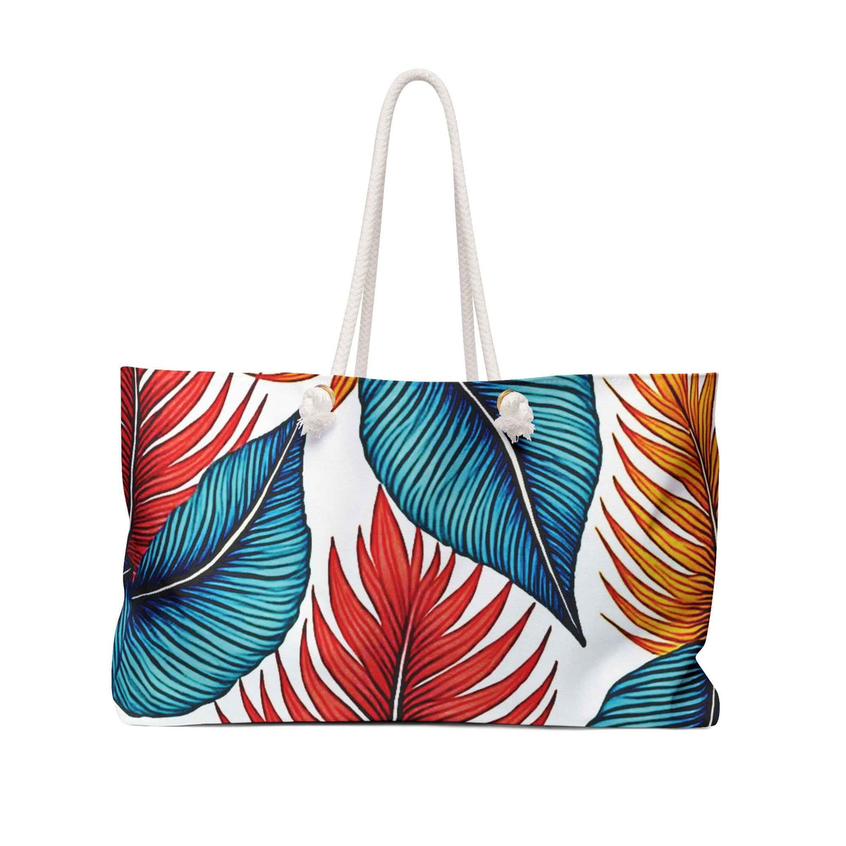 Sac de voyage à motif feuilles tropicales | Palmier bleu sarcelle orange, grand cabas