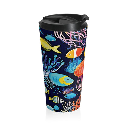Mug de voyage Méduse Océan — Gobelet isotherme en acier inoxydable coloré sous-marin