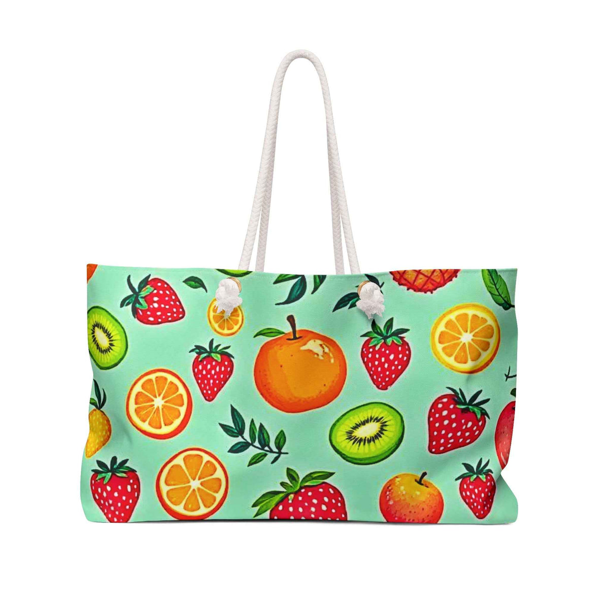 Sac de voyage motif fruits tropicaux | Sac de plage agrumes fraise kiwi | Grand cabas