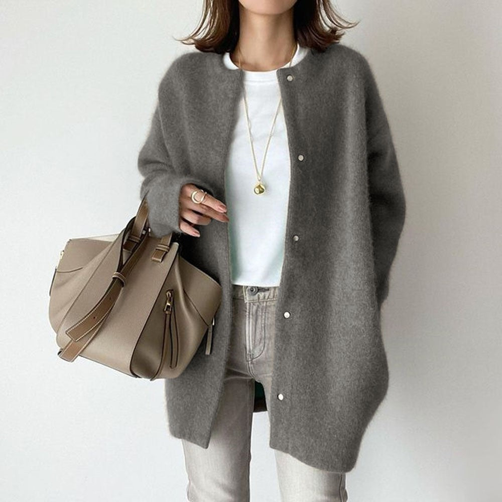 Cardigans droits pour femme, couleur unie, tricotés, à la mode, pour l'automne et le printemps