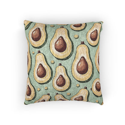 Oreiller tissé à motif d'avocat — Coussin décoratif rétro vert pour cuisine