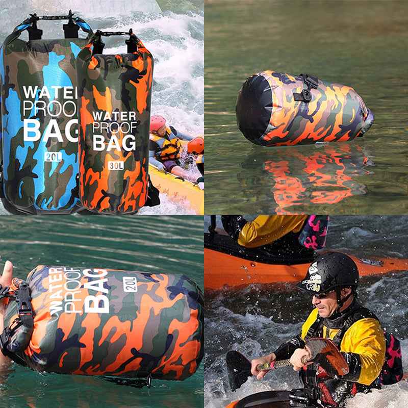 Sac étanche extérieur en polyester camouflage, sac à dos de plage portable à double bandoulière