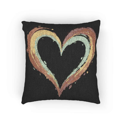 Oreiller cœur peint | Coussin décoratif tissé, coussin cœur bohème