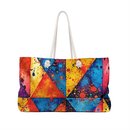 Sac de week-end éclaboussures de peinture géométriques colorées | Grand fourre-tout, sac de plage de voyage