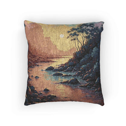 Coussin tissé Sunset Cove | coussin décoratif tapisserie paysage côtier