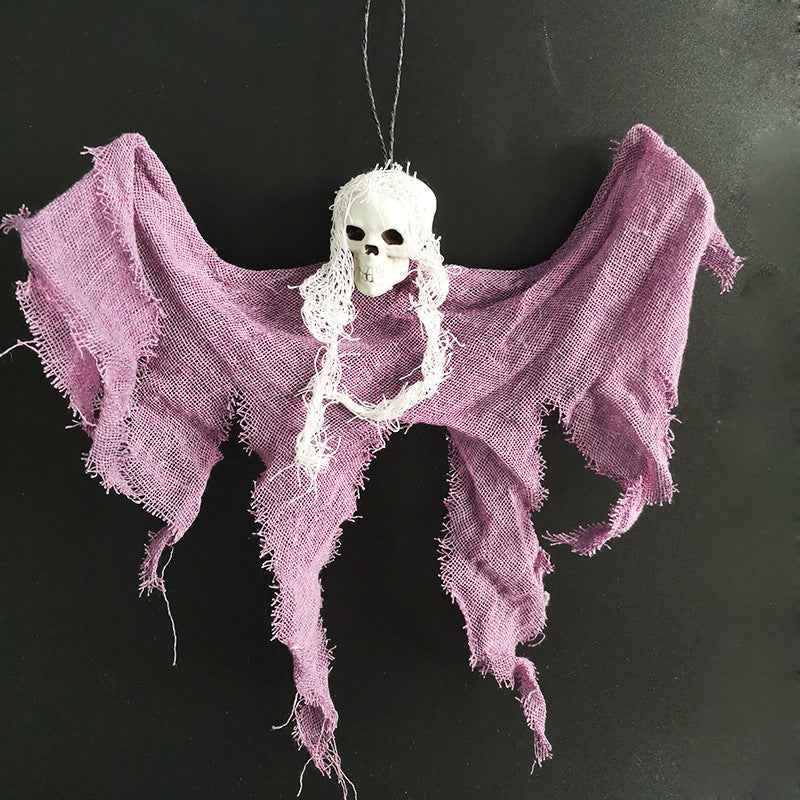 Décoration de crâne suspendu effrayant – Décoration de squelette fantôme d'Halloween pour intérieur et extérieur