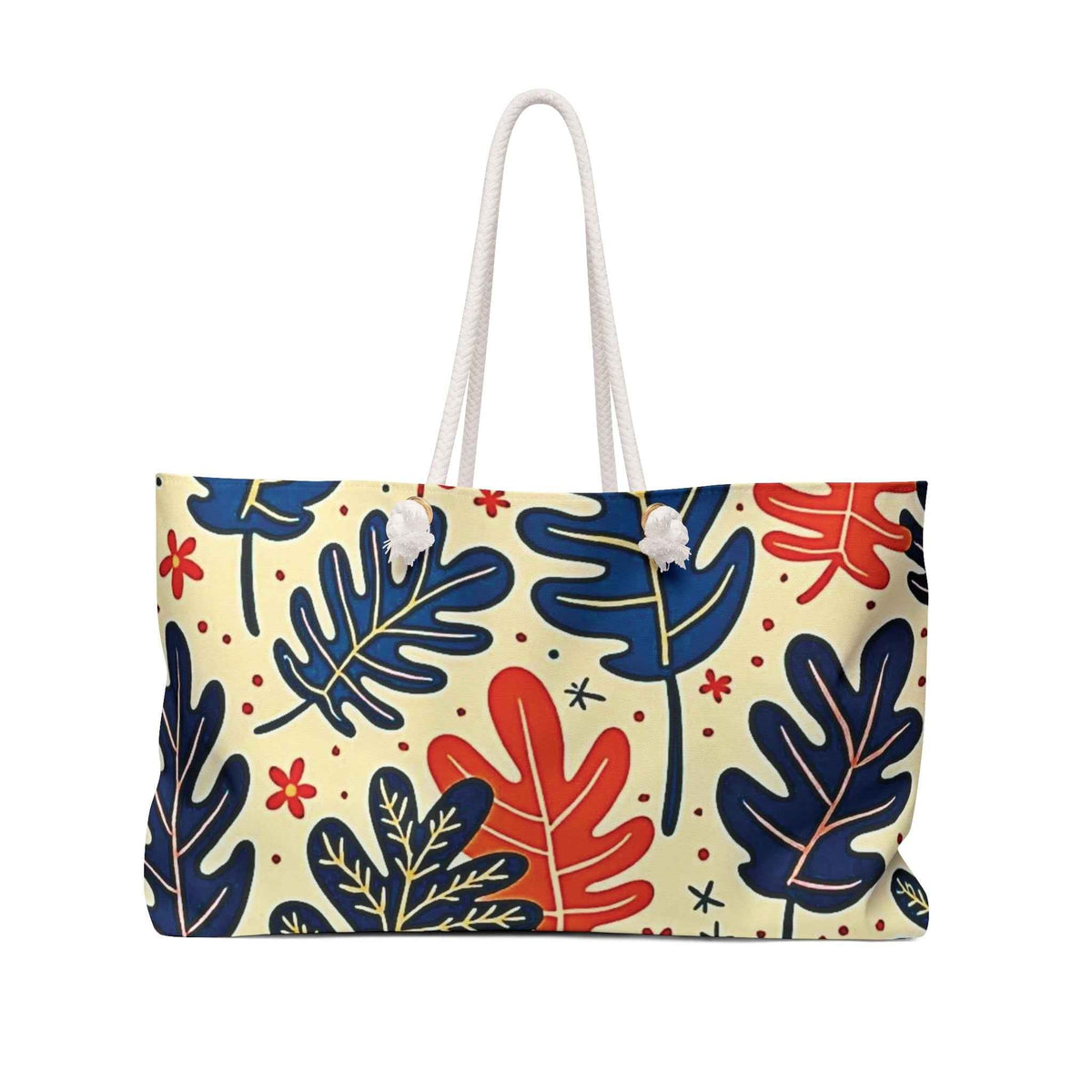 Sac de Voyage Grande Taille Feuilles Tropicales Abstraites | Motif Feuilles Bleu Orange, Grand Fourre-tout