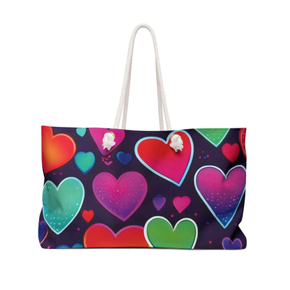Sac de voyage cœurs arc-en-ciel néon | Sac fourre-tout à motif cœurs colorés