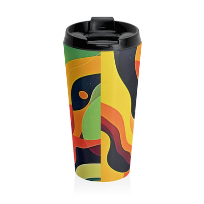 Mug de voyage rétro abstrait en acier inoxydable — Motif vague psychédélique coloré