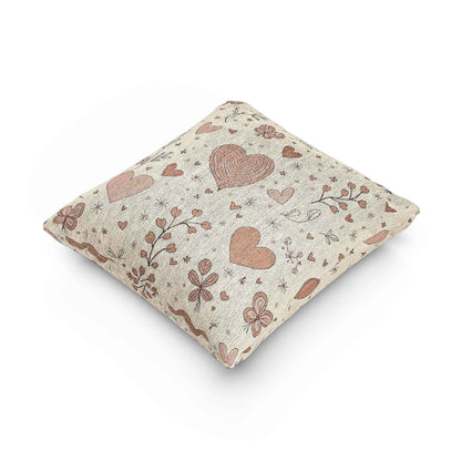 Coussin Tissé Cœurs Dispersés | Coussin Cœur Vintage Bohème