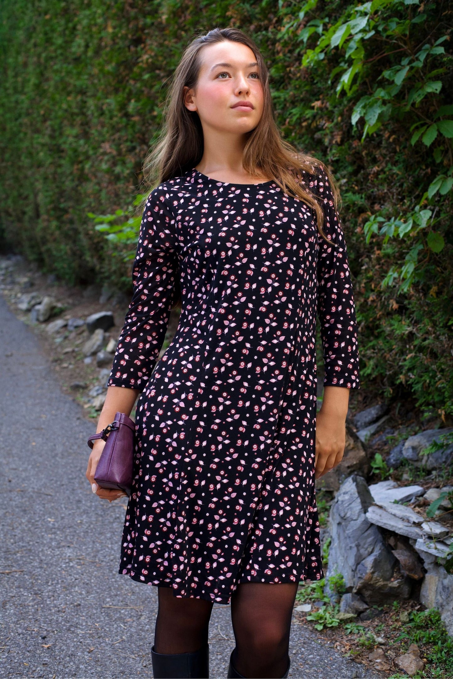 Robe patineuse évasée extensible à imprimé floral Daisie