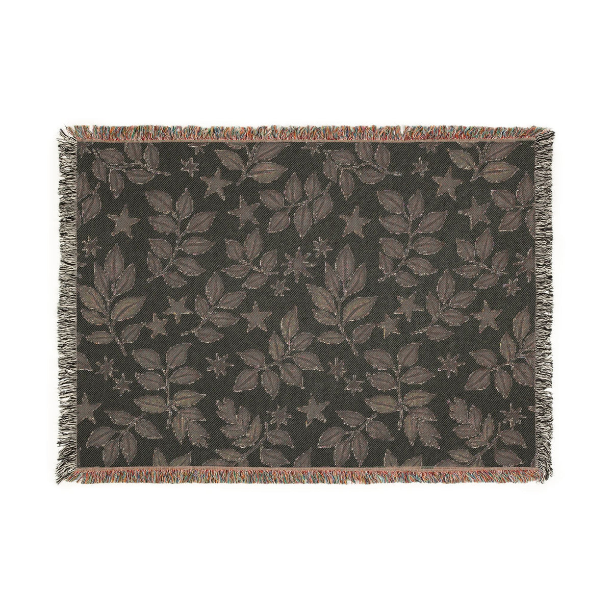 Couverture tissée Botanical Star — Jeté réversible à motif de feuilles et d'étoiles