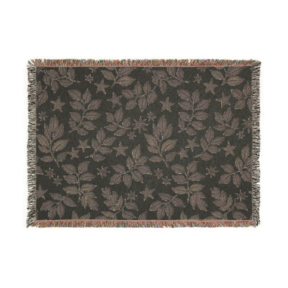 Couverture tissée Botanical Star — Jeté réversible à motif de feuilles et d'étoiles