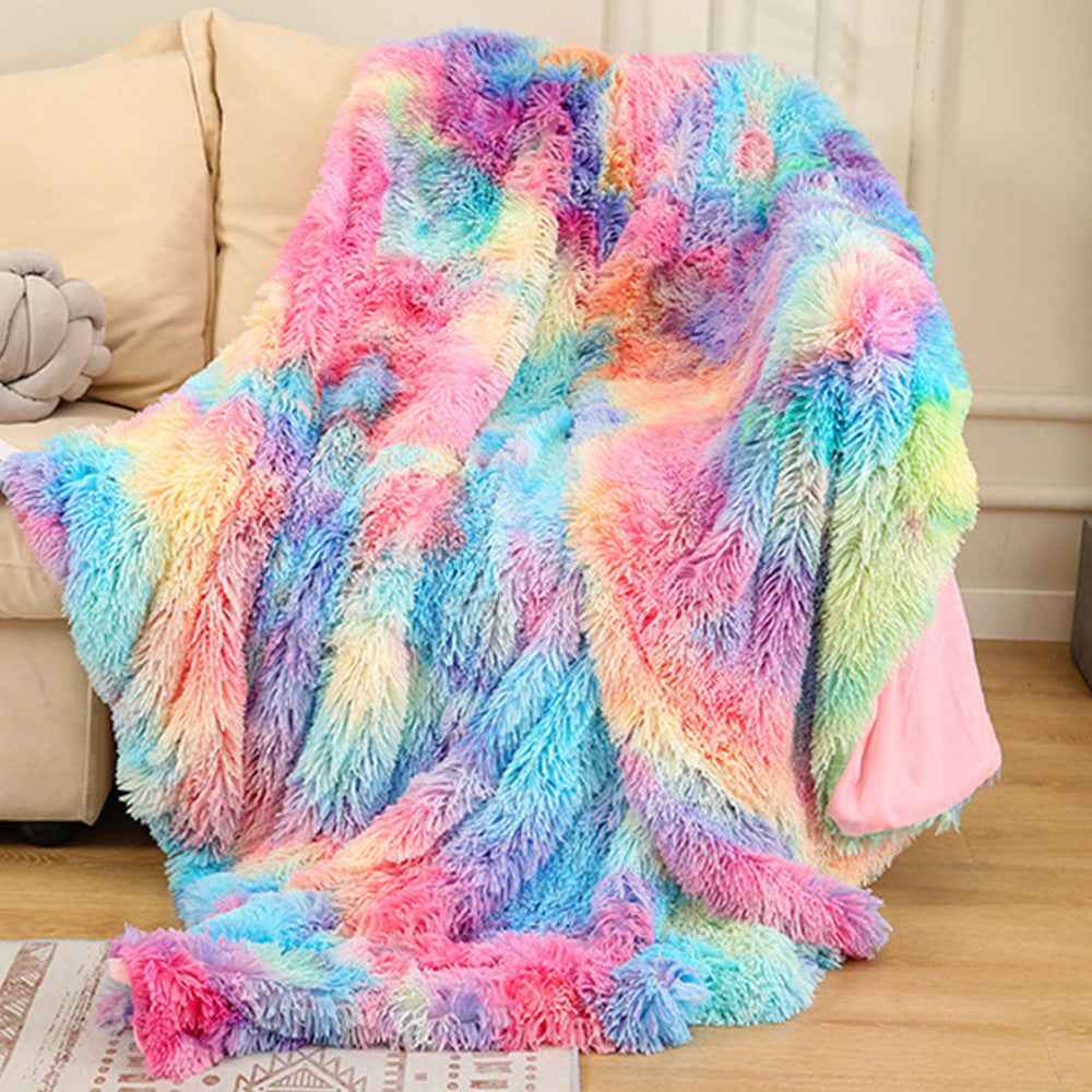 Couverture douce et duveteuse en fausse fourrure pour canapé ou lit