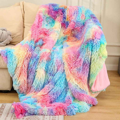 Couverture douce et duveteuse en fausse fourrure pour canapé ou lit