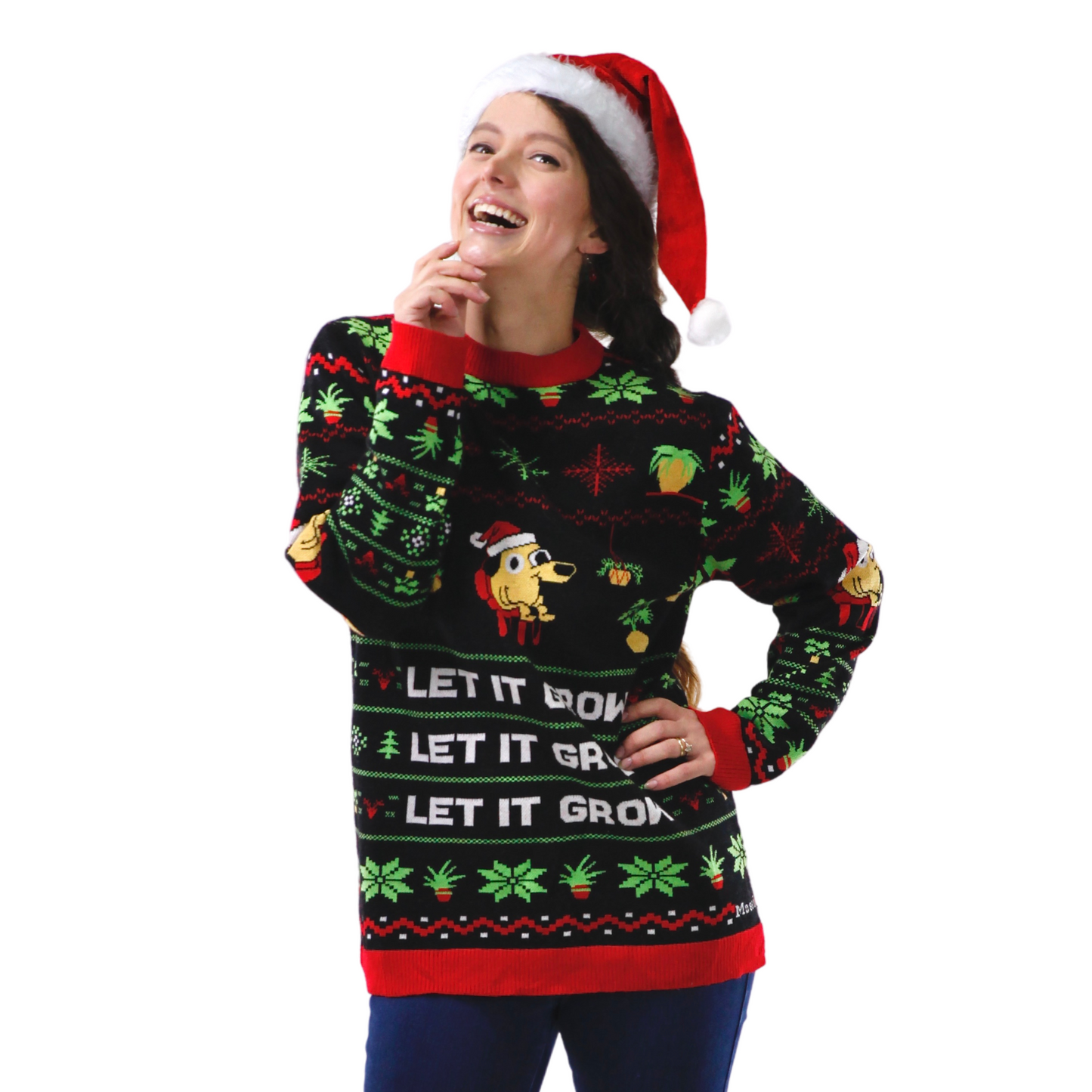 LAISSEZ-LE POUSSER - Pull de Noël moche Plante