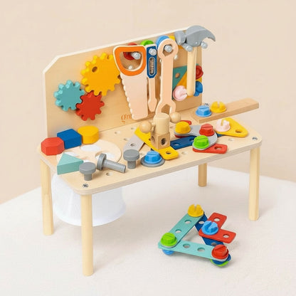 Wooden Kids Tool Bench Set – 40+ Piece STEM Builder Workshop with Gears, Nuts & Bolts | Montessori Toy for Kids Ages 3+