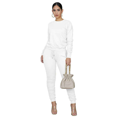 Ensemble décontracté pour femme – Pull en polaire confortable et pantalon assorti, tenue de sport