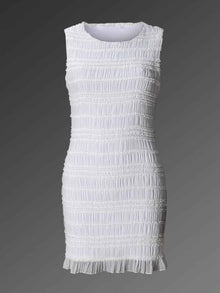 Women's Striped Hollow Round Neck Sleeveless Dress – Elastic Waist Casual Summer Outfit