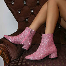 Bottines à talon épais pour femme – Chaussures à enfiler avec détail en fausse fourrure confortable