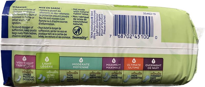 TENA Incontinence Ultra Thin Pads for Women - 30 count