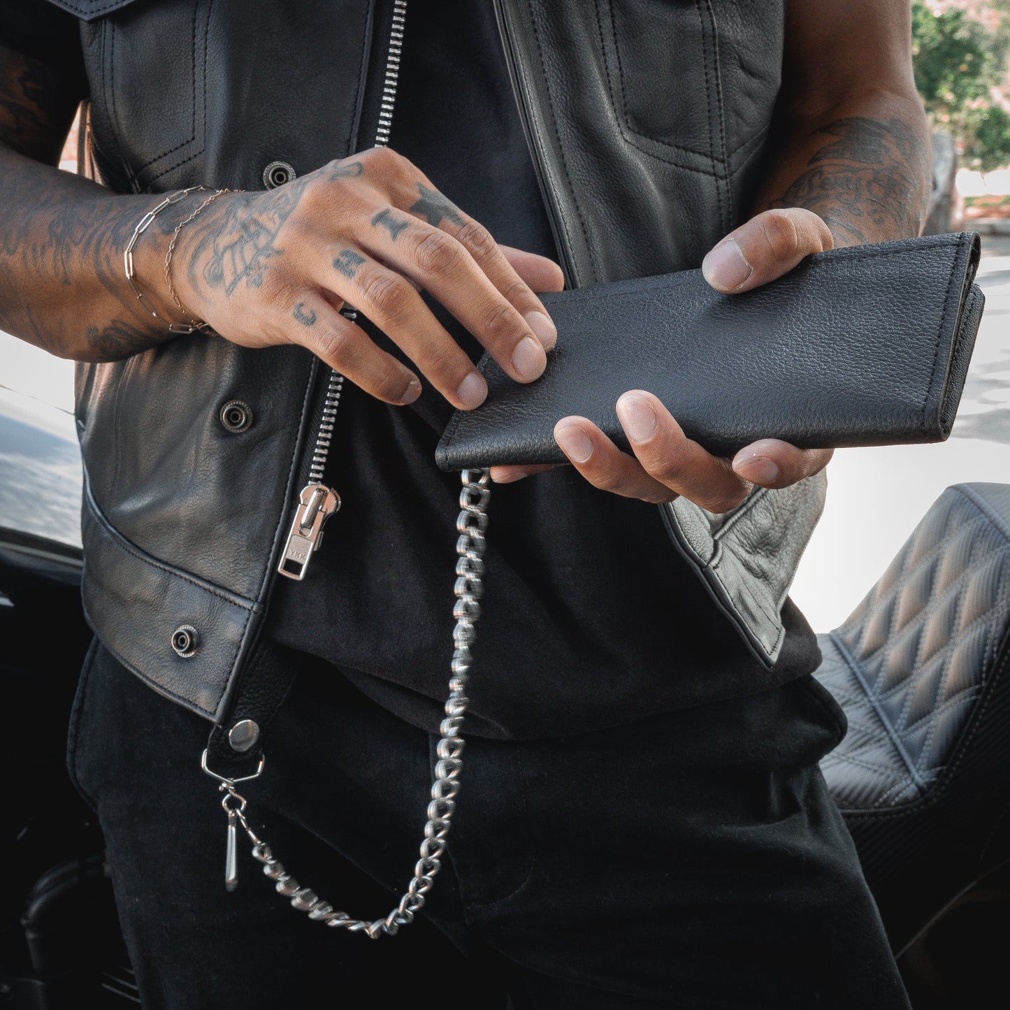 Portefeuille en cuir à trois volets pour homme Open Road