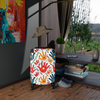 Valise à motifs d'empreintes de mains colorées — Bagage cabine ludique pour enfants et familles