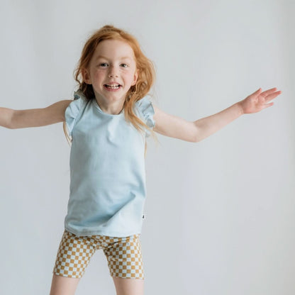 Baby/Kids' Bamboo Ruffle Shoulder | Rainbow Stripe