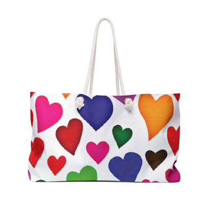 Sac de voyage grand format à motif de cœurs colorés | Grand cabas, Sac de voyage Cœurs Arc-en-ciel