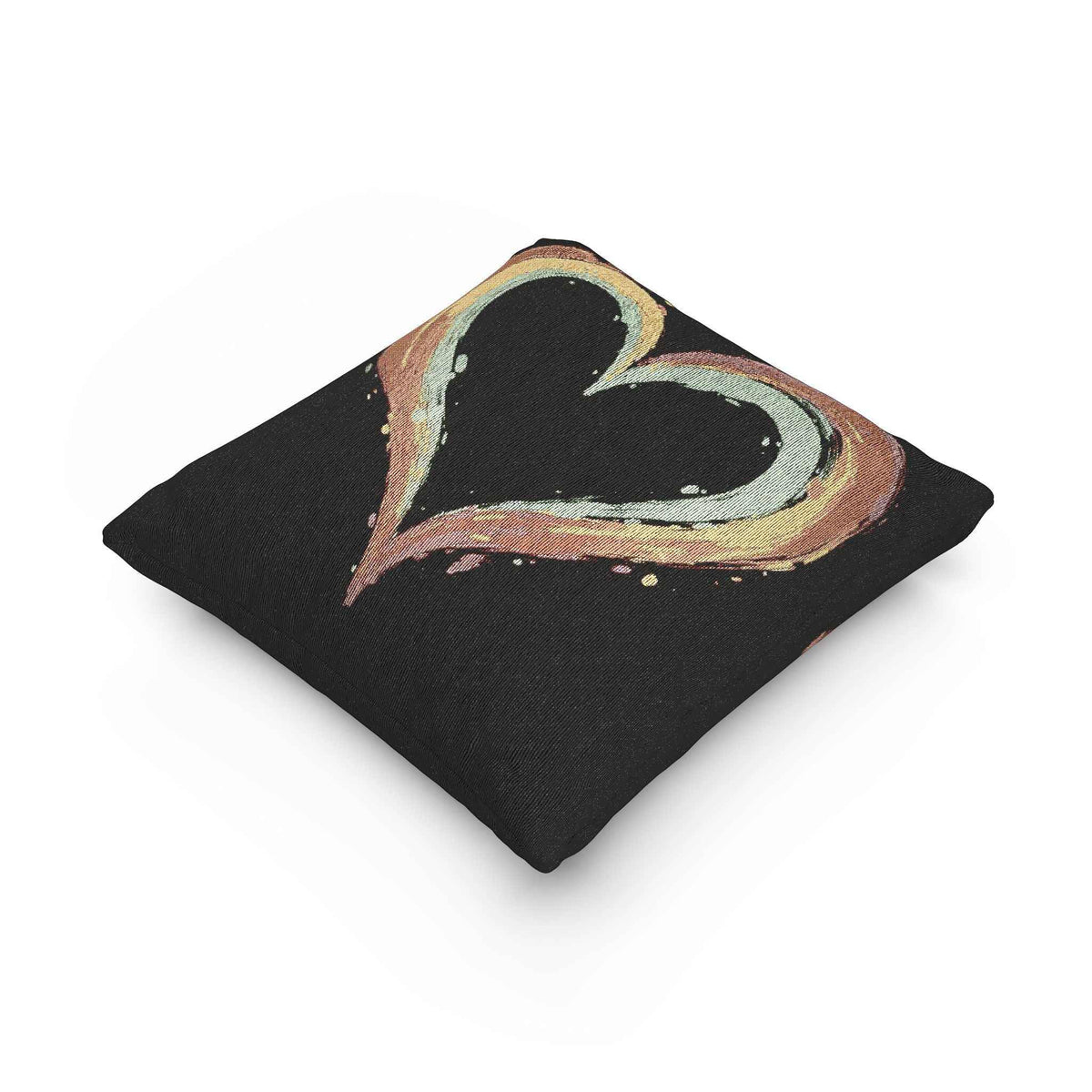 Oreiller cœur peint | Coussin décoratif tissé, coussin cœur bohème