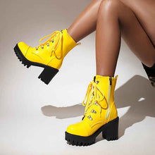 Bottes mi-mollet en cuir verni pour femme – Chaussures mode style cavalier à talons hauts