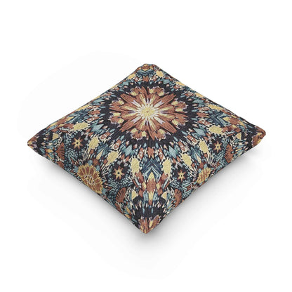 Oreiller tissé mandala géométrique | Coussin décoratif mosaïque bohème
