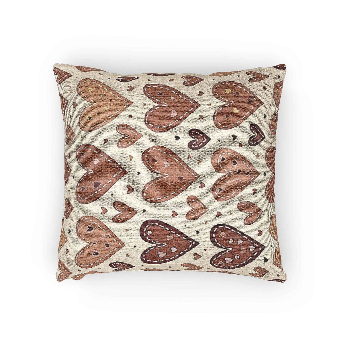 Coussin tissé à motif cœur neutre | Coussin décoratif bohème en forme de cœur