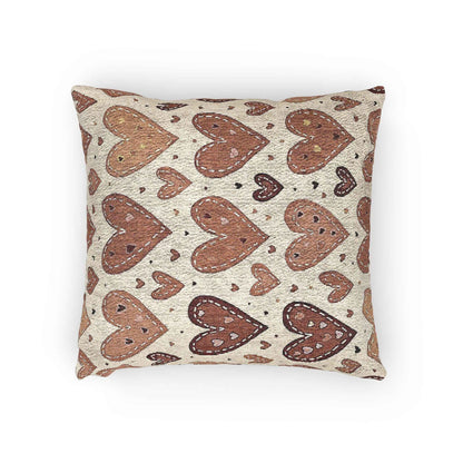 Coussin tissé à motif cœur neutre | Coussin décoratif bohème en forme de cœur