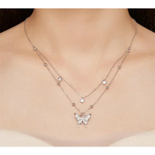 925 Sterling Silver Double-layer Tassel Butterfly Pendant Necklace for Women - Elegant Fine jewelry