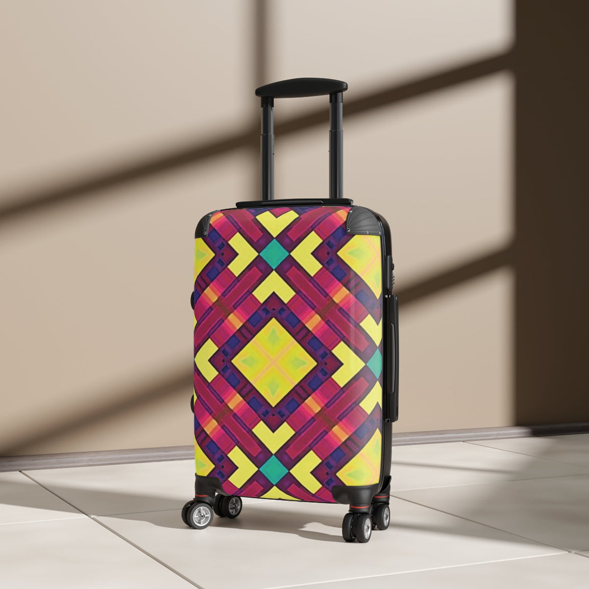 Valise cabine géométrique colorée — Bagage de voyage kaléidoscope éclatant