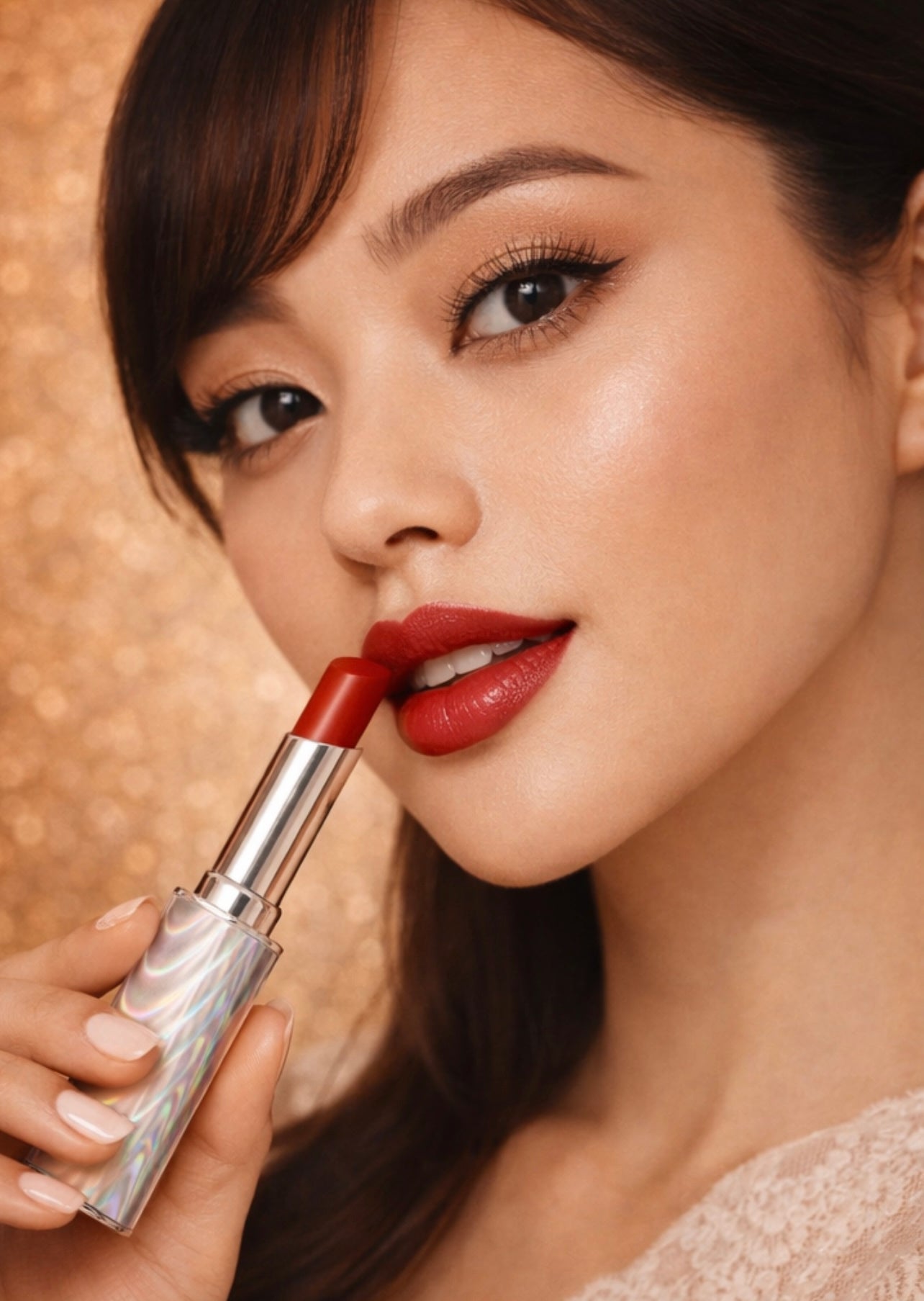 Rouge à lèvres élégant argenté chic