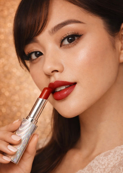 Rouge à lèvres élégant argenté chic