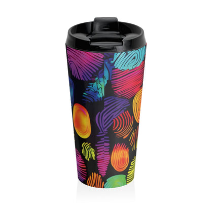 Tasse de voyage motif empreintes digitales arc-en-ciel | Acier inoxydable coloré à spirales