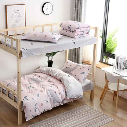 Parure de lit 3 pièces en coton à motif floral – Housse de couette et ensemble de draps à imprimé réactif motif dessin animé