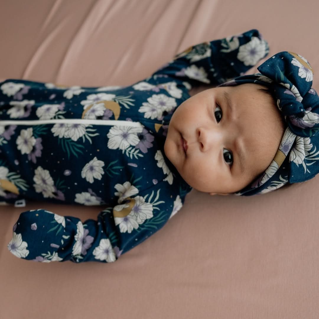 Bamboo Baby Zipper Footed Bodysuit | Night Sky
