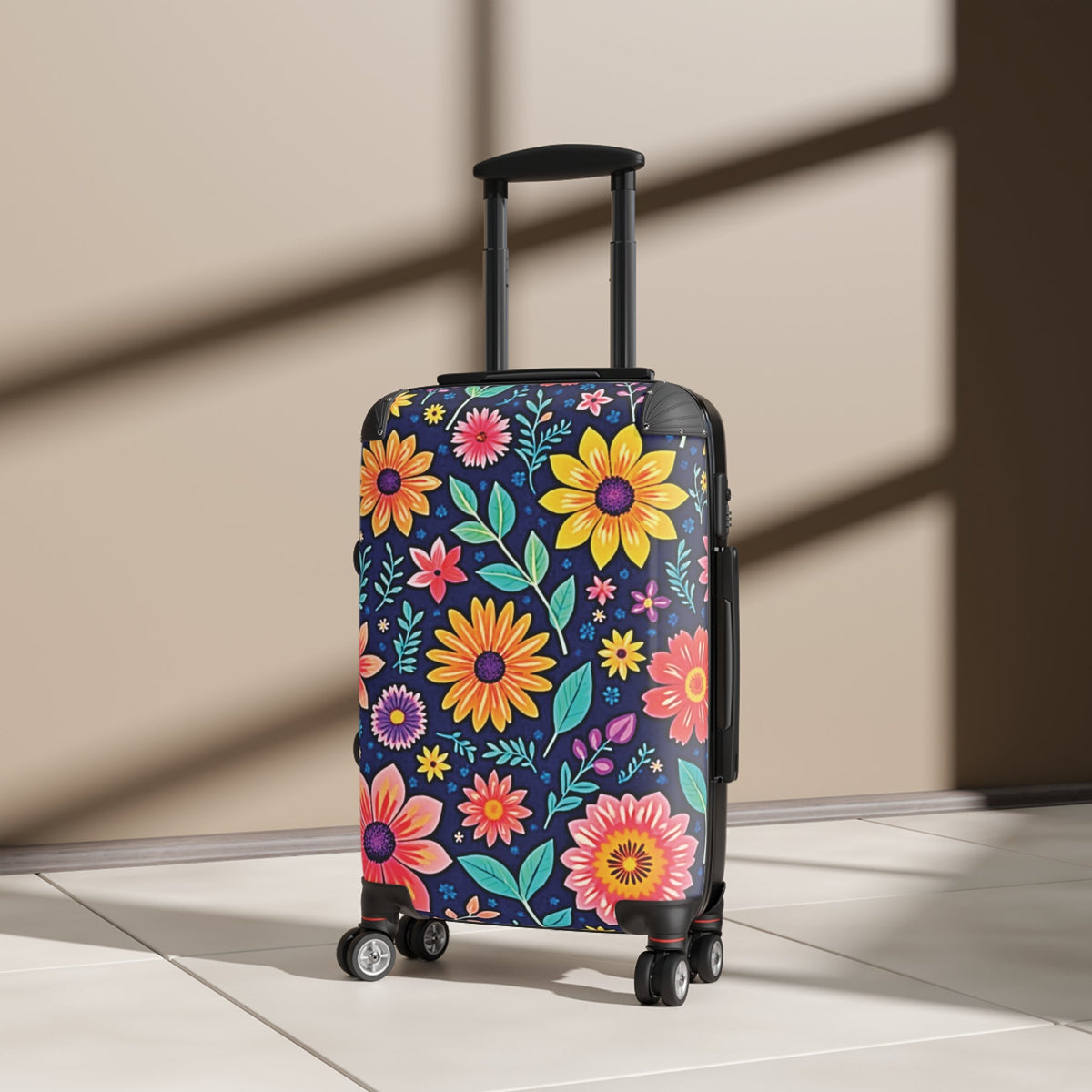 Valise cabine à motif floral — Bagage de voyage Marguerites lumineuses