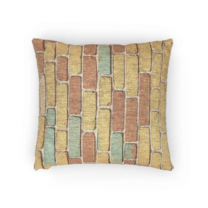 Oreiller tissé à motif de briques pastel | Coussin géométrique rustique